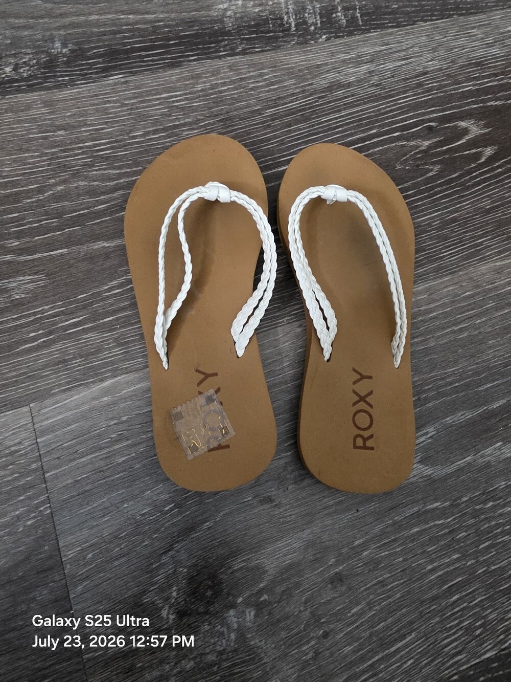 Others Follow Roxy Brown Sandals with White Braided Straps